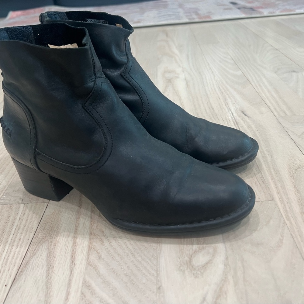 UGG Black Leather Ankle Booties